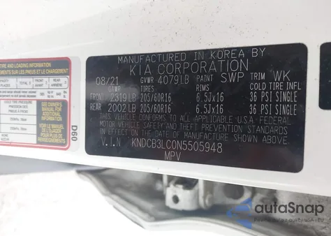 2022 Kia Niro Lx z USA, uszkodzony, nr VIN KNDCB3LC0N5505948